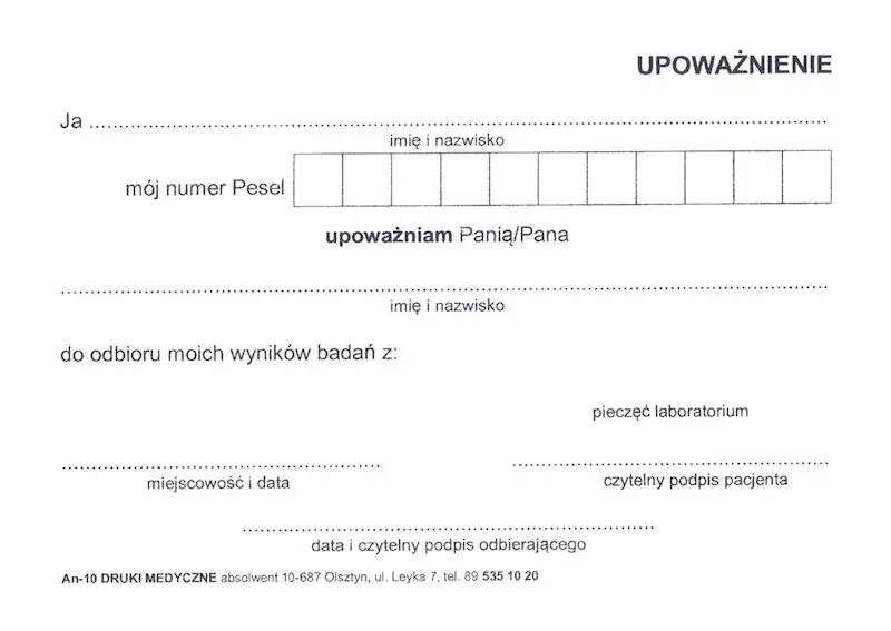 Jak napisać upoważnienie do odbioru wyników badań bez błędów