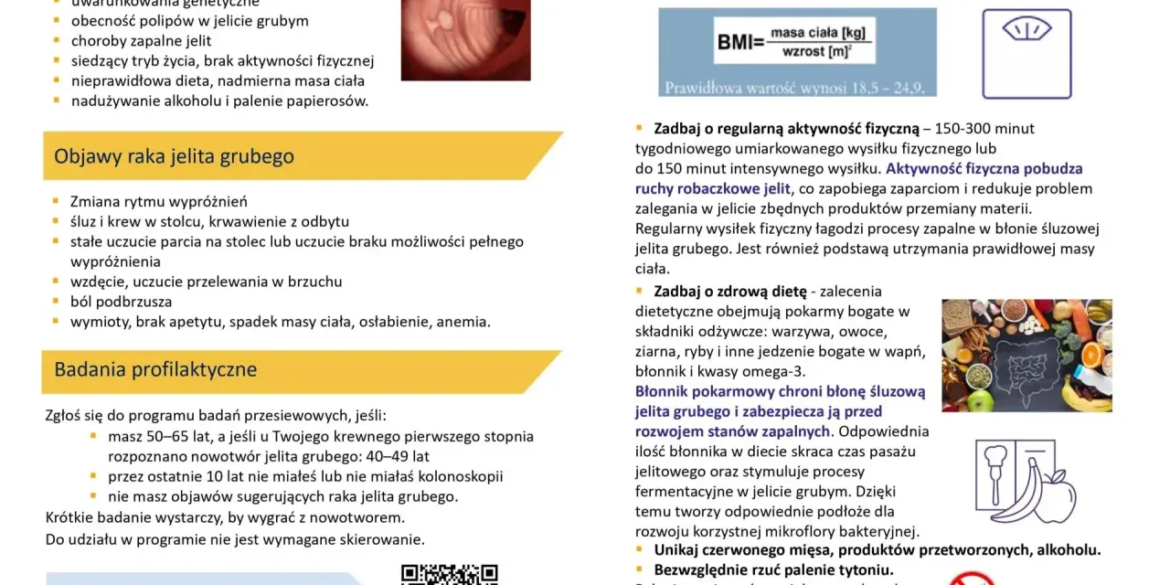 Czynniki ryzyka raka jelita grubego: wiek, genetyka, polipy, choroby zapalne, siedzący tryb życia, dieta, alkohol, papierosy. Objawy i profilaktyka.