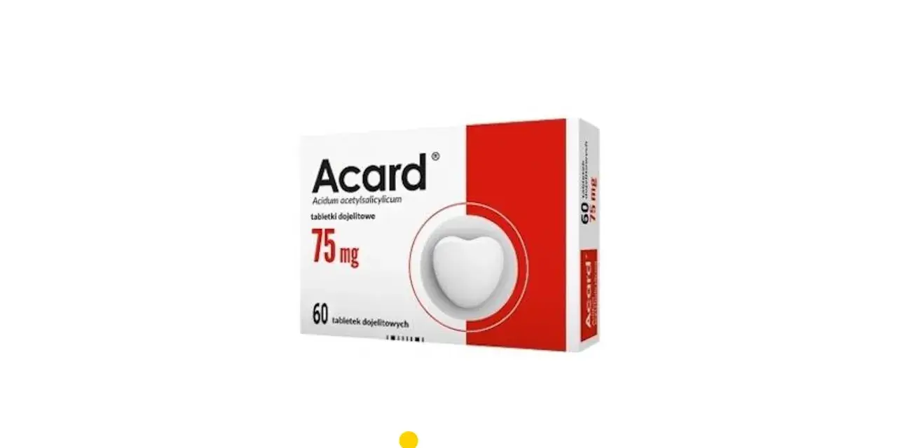 Opakowanie Acardu 75 mg, 60 tabletek. Warto pamiętać o potencjalnych skutkach ubocznych acardu.