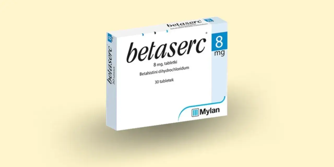 Opakowanie leku Betaserc 8 mg, zawierające 30 tabletek. Producent: Mylan.