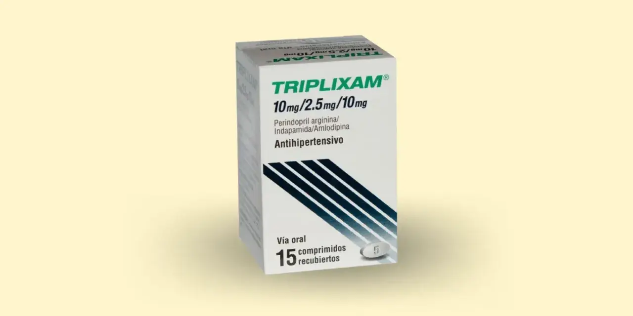 Opakowanie leku Triplixam 10mg/2.5mg/10mg, zawierające 15 tabletek.
