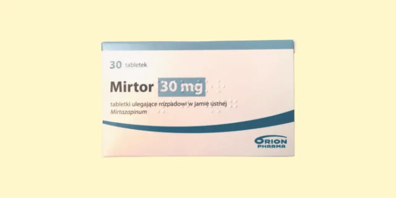 Opakowanie leku Mirtor 30 mg, zawierające 30 tabletek ulegających rozpadowi w jamie ustnej.