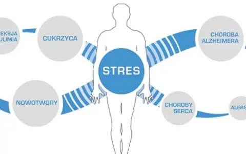 Stres jako źródło wielu chorób cywilizacyjnych: anoreksji, bulimii, cukrzycy, nowotworów, chorób serca, Alzheimera, alergii i otyłości.