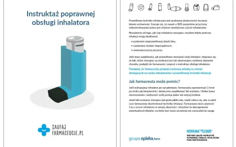 Instrukcja obsługi inhalatora, przypominająca o prawidłowym stosowaniu leków, np. Pulmicort, by uniknąć błędów i zapewnić skuteczność terapii.