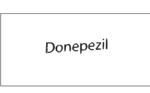 Napis "Donepezil" na białym tle.