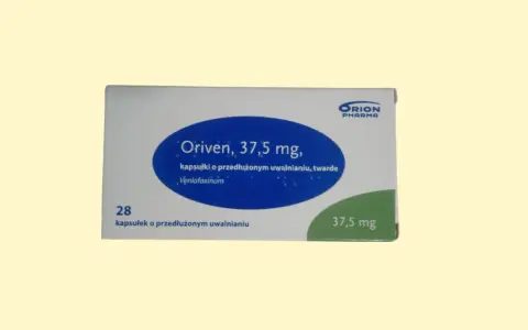 Opakowanie leku Oriven 37,5 mg, zawierające 28 kapsułek o przedłużonym uwalnianiu.