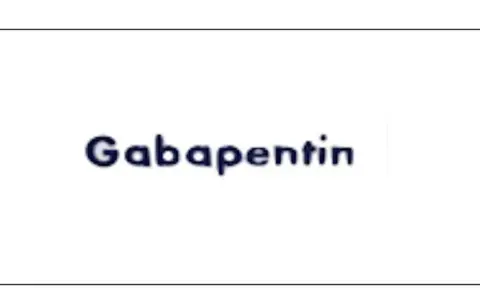 Napis "Gabapentin" w ciemnoniebieskiej czcionce na białym tle.