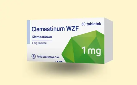 Opakowanie leku Clemastinum WZF 1 mg, zawierające 30 tabletek. Producent: Polfa Warszawa S.A.