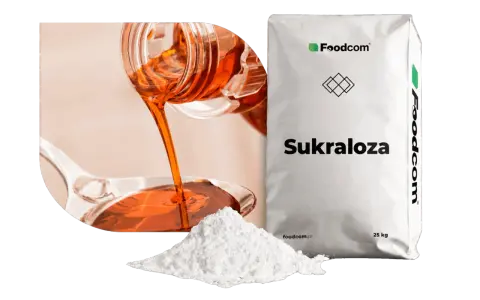 Sukraloza co to? Słodzik w proszku i płynie, opakowanie Foodcom 25 kg.