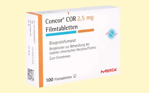 Opakowanie leku Concor Cor 2,5 mg, zawierające 100 tabletek. Stosowany w leczeniu niewydolności serca.
