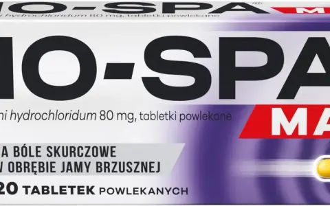Opakowanie leku NO-SPA MAX na bóle skurczowe jamy brzusznej. 20 tabletek powlekanych.