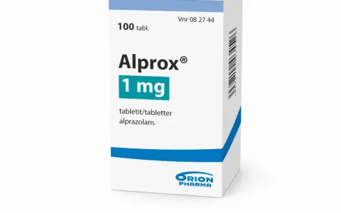 Opakowanie leku Alprox 1 mg, zawierające 100 tabletek z alprazolamem.