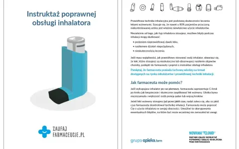 Instrukcja obsługi inhalatora, np. Ventolin. Prawidłowa technika to klucz do skutecznego leczenia astmy. Farmaceuta pomoże opanować właściwe użycie.