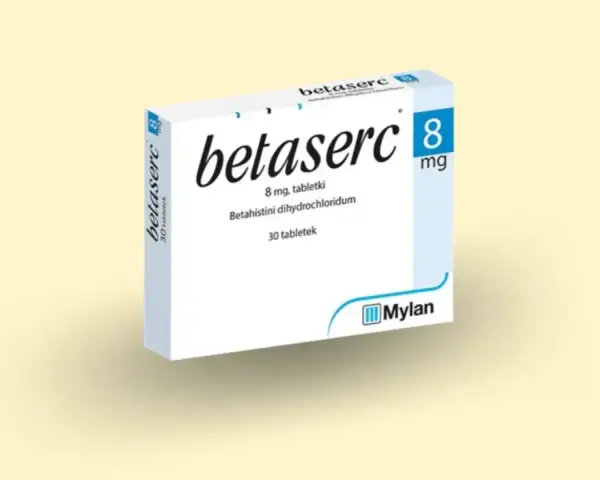 Opakowanie leku Betaserc 8 mg, zawierające 30 tabletek. Producent: Mylan.