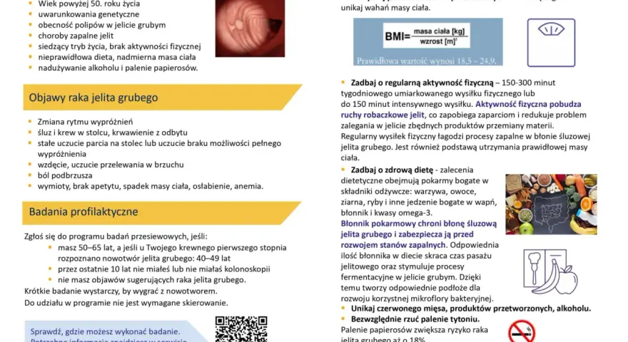 Czynniki ryzyka raka jelita grubego: wiek, genetyka, polipy, choroby zapalne, siedzący tryb życia, dieta, alkohol, papierosy. Objawy i profilaktyka.