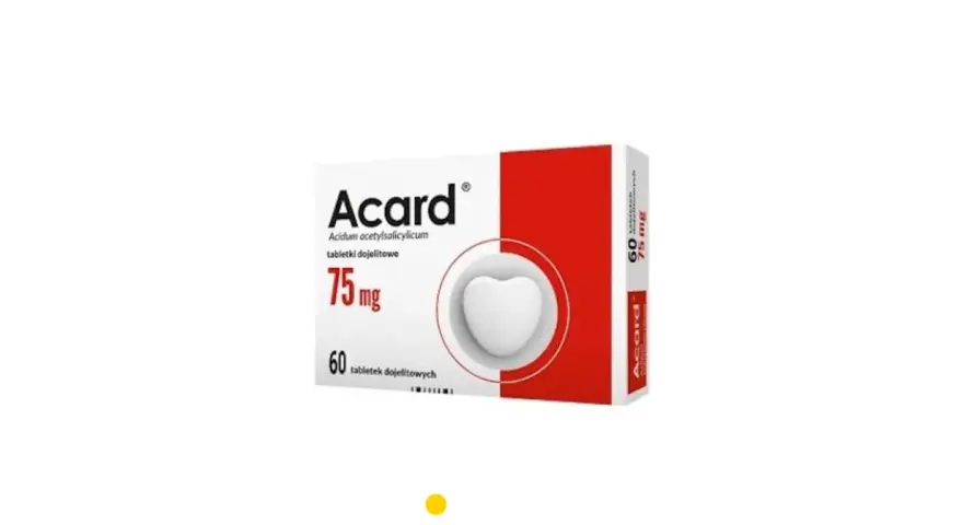 Opakowanie Acardu 75 mg, 60 tabletek. Warto pamiętać o potencjalnych skutkach ubocznych acardu.