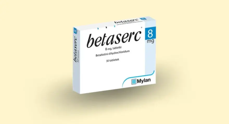 Opakowanie leku Betaserc 8 mg, zawierające 30 tabletek. Producent: Mylan.