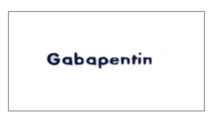 Napis "Gabapentin" w ciemnoniebieskiej czcionce na białym tle.