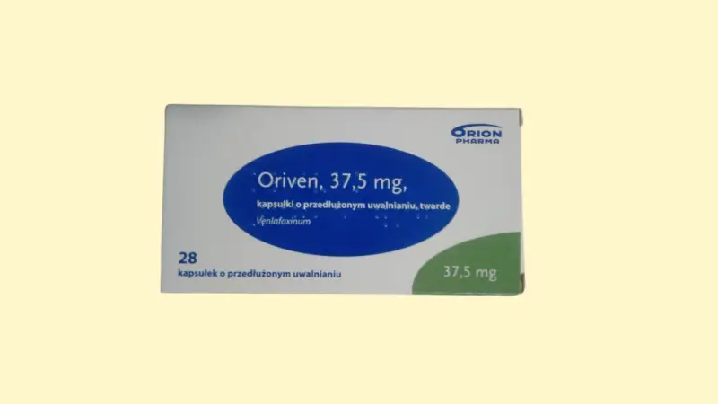Opakowanie leku Oriven 37,5 mg, zawierające 28 kapsułek o przedłużonym uwalnianiu.